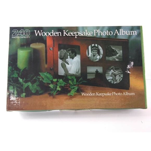 Photo Album 240 Capacity Wooden Keeper - Picture 1 of 12